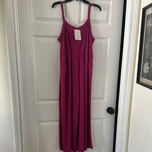 LuLaRoe Leola Sleeveless Jumpsuit in Magenta